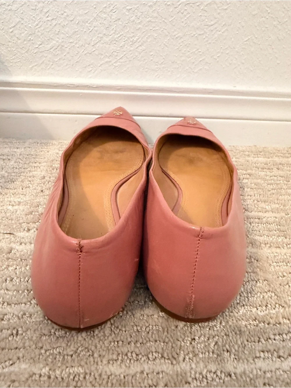 Tory Burch Rose Pink Pointed-Toe Fairford Logo Flats